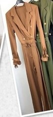 Lori Button Jumpsuit Long Cognac