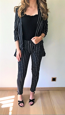 Nina Striped Suit Black