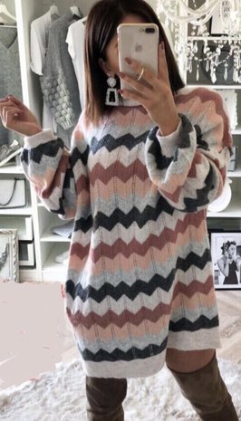 Sweaterdress Pink-Grey
