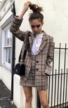 NHS Square Blazer Skirt Set Beige