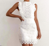 Lace Open Back Dress White