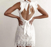 Lace Open Back Dress White