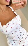 Cherry Ruffle Dress White