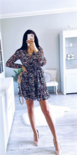 Mira Flower Tie Dress Black