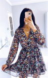 Mira Flower Tie Dress Black