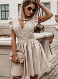 Mila Lace Detail Dress Beige