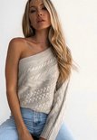 Cable Off Shoulder Sweater Beige