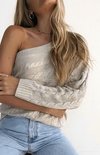 Cable Off Shoulder Sweater Beige