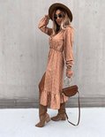 Dots Maxi Dress Beige/Pink