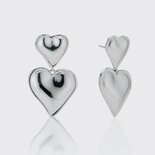 Double Heart Earrings Silver