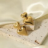 Double Heart Earrings Gold