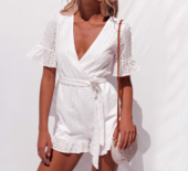 NHS Love Lace Jumpsuit White