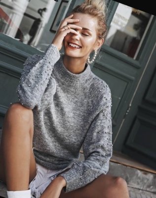 NHS Sparkle Sleeve Sweater Grey