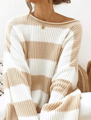 NHS Striped Sweater Beige