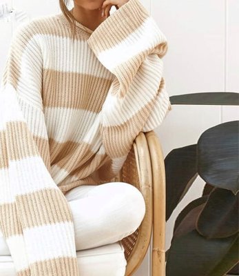 NHS Striped Sweater Beige