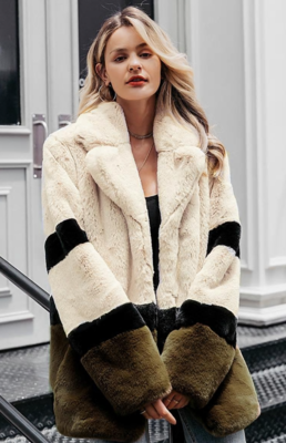 NHS Tri Colour Faux Fur Coat