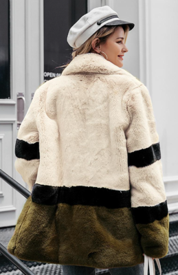 NHS Tri Colour Faux Fur Coat