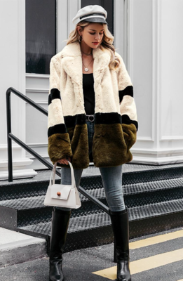 NHS Tri Colour Faux Fur Coat