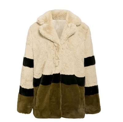 NHS Tri Colour Faux Fur Coat