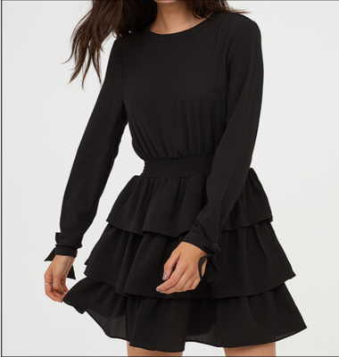 NHS Bow Sleeve Dress Black