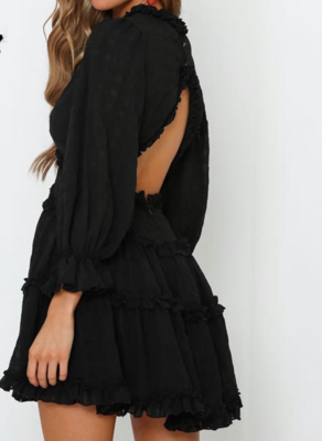 NHS Ruffle Open Back Black