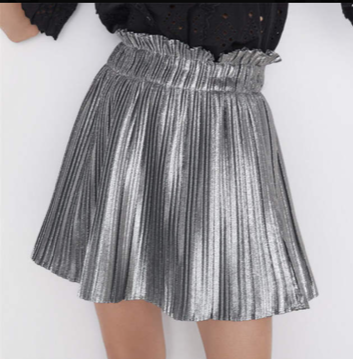NHS Plissé Skirt Silver
