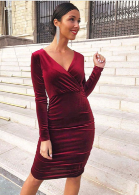 Velvet Dress Bordeaux