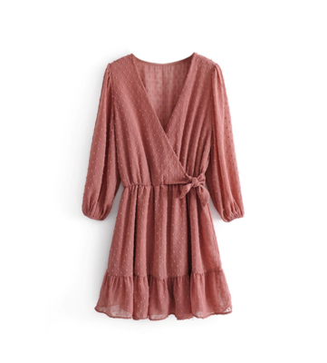 Dots Wrap Dress Old Pink