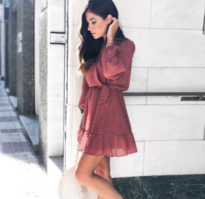 Dots Wrap Dress Old Pink