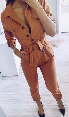 Button Jumpsuit Orange