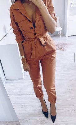 Button Jumpsuit Orange