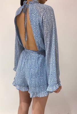 Leo Open Back Jumpsuit Blue