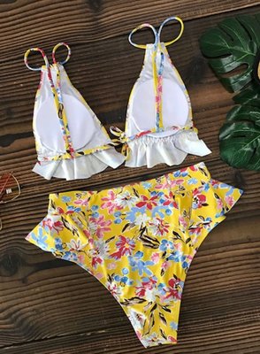Flower Ruffle Bikini Yellow