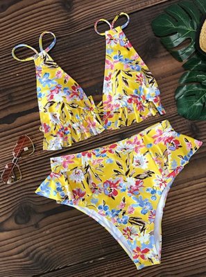 Flower Ruffle Bikini Yellow