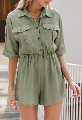 Emborderd Flower Jumpsuit Green