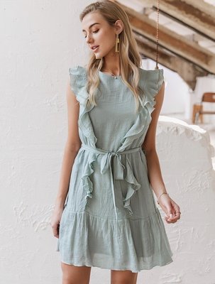 Ruffle Dress Green