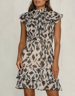Leo Ruffle Dress Beige
