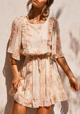 Mixed Print Dress Orange