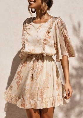 Mixed Print Dress Orange
