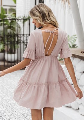 Flowy Open Back Dress Pink