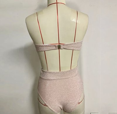 High Waist Glitter Bikini Pink