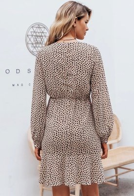Cheetah Dots Dress Beige