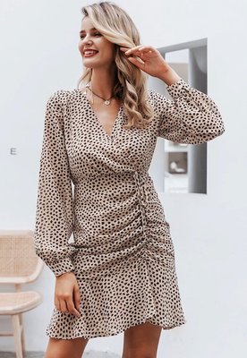 Cheetah Dots Dress Beige
