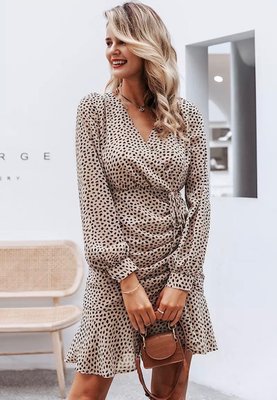Cheetah Dots Dress Beige