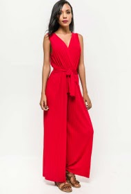 Chloe Plissé Jumpsuit Red