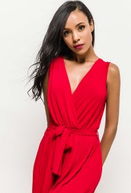 Chloe Plissé Jumpsuit Red