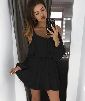 NHS Open Shoulder Dress - Black