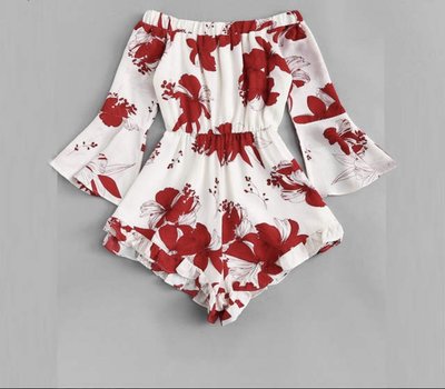 NHS Off-shoulder Flower Jumpsuit