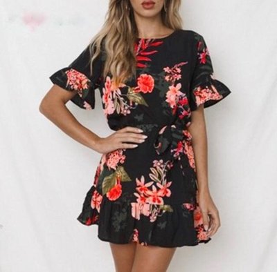 NHS Flower Dress Black