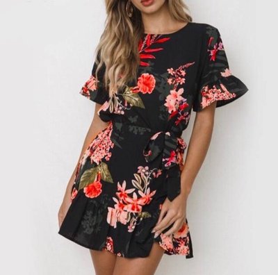 NHS Flower Dress Black